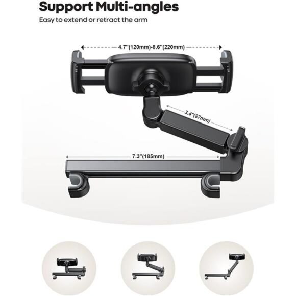 Lamicall Car Headrest Tablet Holder - [3 in 1 Extension Arm] Adjustable Tablet - Picture 5 of 7